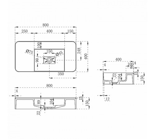 Раковина Vincea 80 VWB-6S480MW Белая матовая