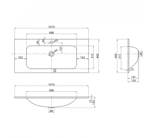 Раковина BelBagno 101 BB1010/465-LV-VTR-BO Bianco Opaco