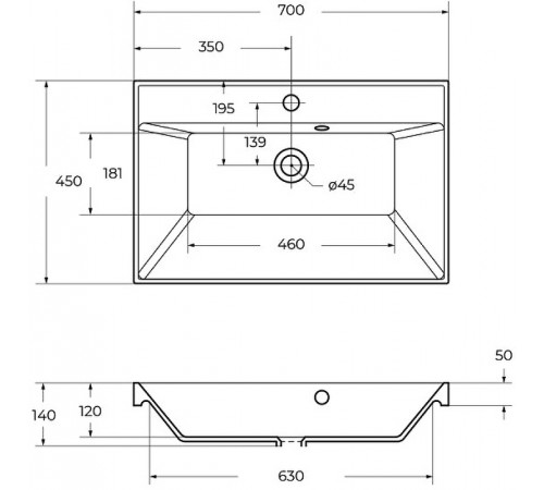 Раковина BelBagno 70 BB700/450-LV-MR-AST Белая