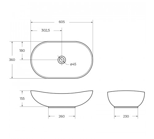 Раковина-чаша BelBagno 60 BB1404-H311 Серая матовая