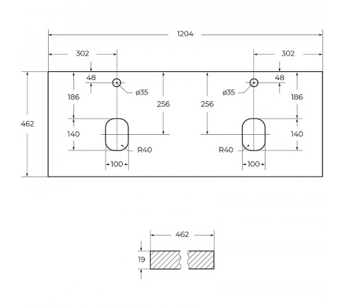 Столешница под раковину BelBagno 120 EK-120-2-BL Bianco Lucido