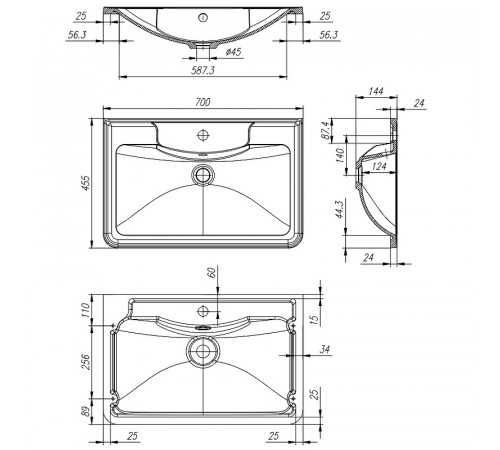 Раковина BelBagno 70 BB700/455-LV-MR-ALR Белая