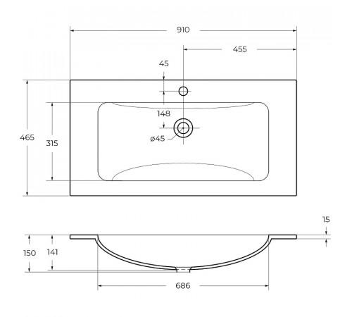 Раковина BelBagno 91 BB910/465-LV-VTR-BO Bianco Opaco