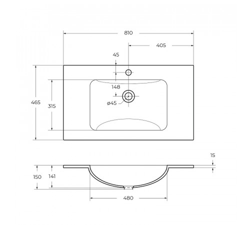 Раковина BelBagno 81 BB810/465-LV-VTR-BL Bianco Lucido