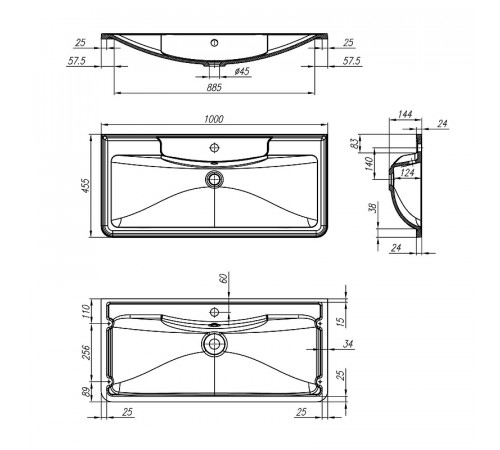 Раковина BelBagno 100 BB1000/455-LV-ART-ALR-NERO Черная матовая