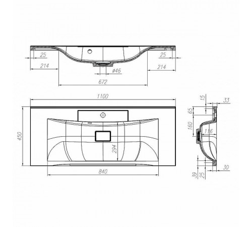 Раковина BelBagno 110 BB1100/450-LV-MR-PR Белая