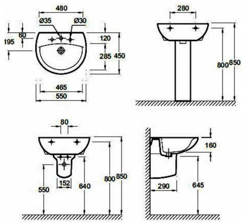 Раковина Jacob Delafon Patio 55 E4158NG-00 Белая