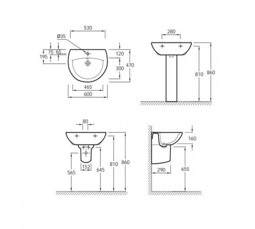 Раковина Jacob Delafon Patio 60 E4159NG-00 Белая