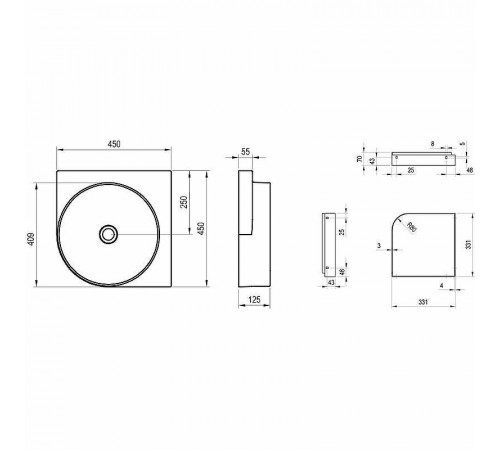 Раковина Ravak Yard 45 C XJX01045000 угловая Белая