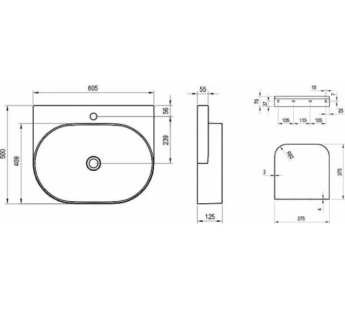 Раковина Ravak Yard 60 XJX01260002 Белая