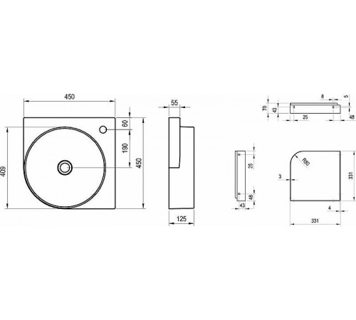 Раковина Ravak Yard 45 C XJX01245000 угловая Белая