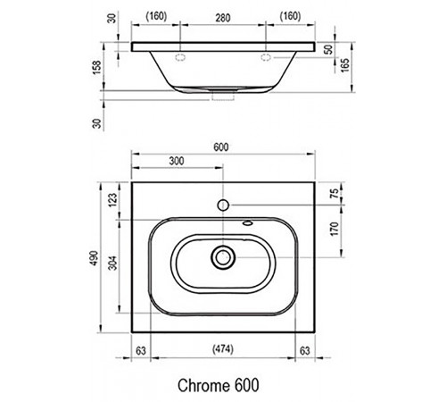 Раковина Ravak Chrome 60 XJG01160000 Белая