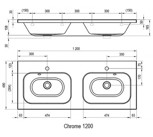 Раковина Ravak Chrome 120 XJG01112000 двойная Белая