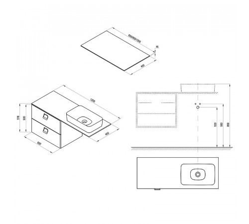 Столешница под раковину Ravak Comfort 120 X000001381 Белая