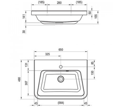 Раковина Ravak 10° 65 XJI01165000 Белая