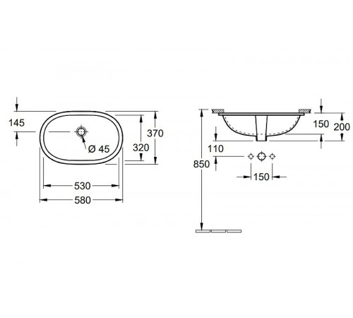 Раковина Villeroy&Boch O.Novo 58 41625001 Альпийский белый