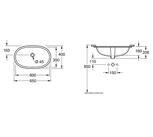 Раковина Villeroy&Boch O.Novo 65 41626001 Альпийский белый