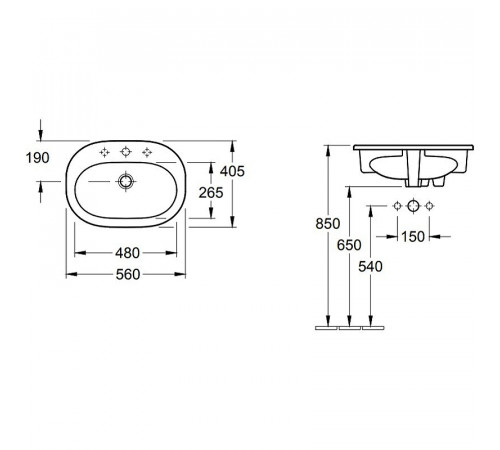 Раковина Villeroy&Boch O.Novo 56 41615601 Альпийский белый