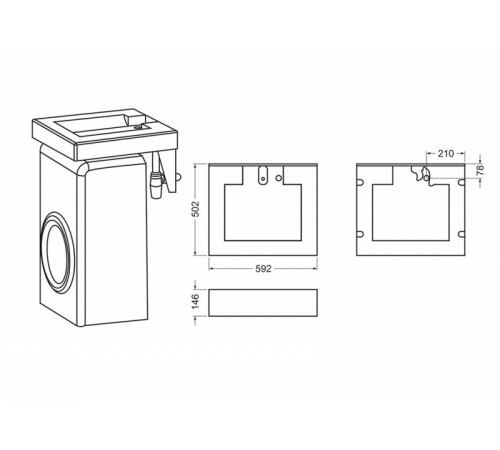 Раковина Stella Polar Корини 60 SP-00000237 на стиральную машину Белая