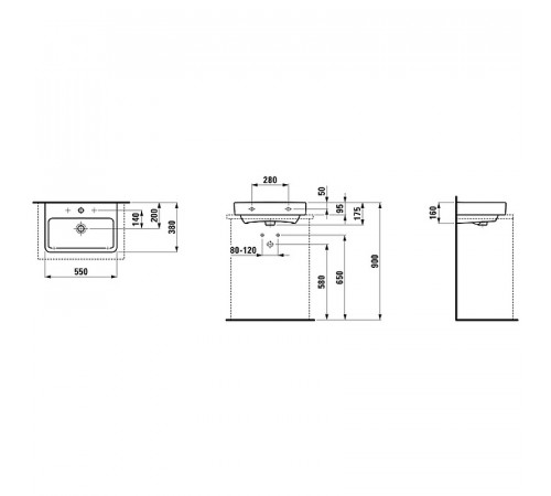 Раковина Laufen Pro S 55 8.1795.8.000.104.1 Белая