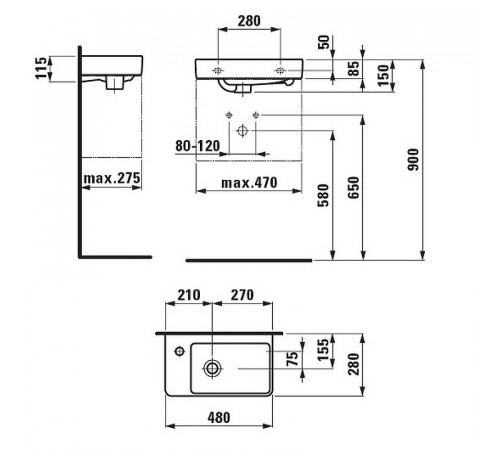 Раковина Laufen Pro S 48 R 8.1595.4.000.104.1 Белая