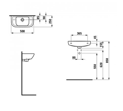 Раковина Laufen Pro B 50 R 8.1695.7.000.106.1 Белая