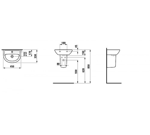 Раковина Laufen Pro B 45 8.1595.2.000.104.1 Белая