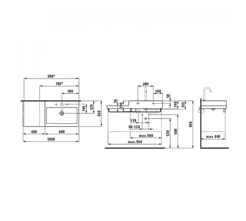 Раковина Laufen Living City 100 R 8.1843.1.000.104.1 Белая