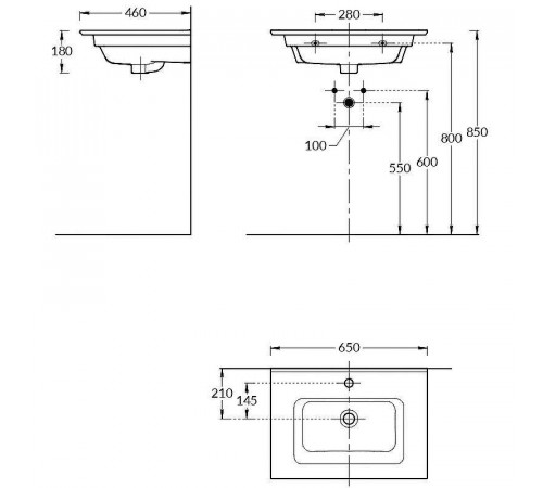 Раковина Kerama Marazzi Piano 65 PI.wb.65 Белая глянцевая