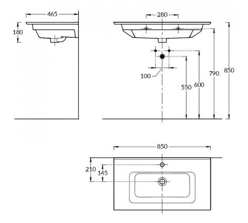 Раковина Kerama Marazzi Piano 85 PI.wb.85 Белая глянцевая