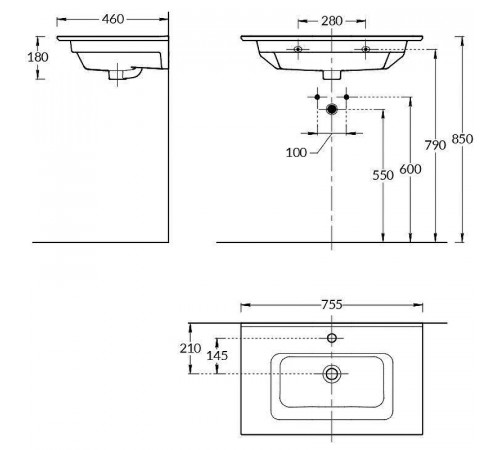 Раковина Kerama Marazzi Piano 75 PI.wb.75 Белая глянцевая