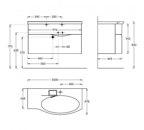 Раковина Kerama Marazzi Riva 100 R RV.wb.100Rh Белая глянцевая