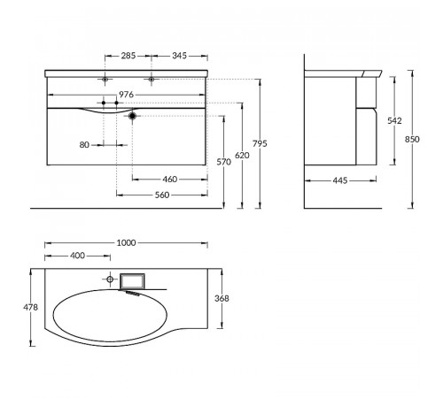 Раковина Kerama Marazzi Riva 100 L RV.wb.100Lh Белая глянцевая