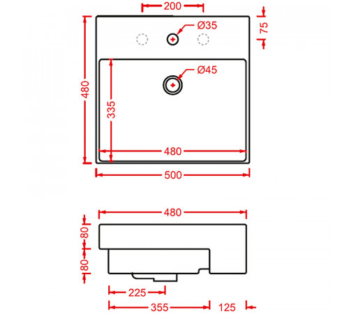 Раковина Artceram Quadro 50 QUL004 01 00 Белая