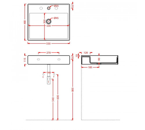 Раковина Artceram Scalino 55 SCL007 05 00 Белая матовая