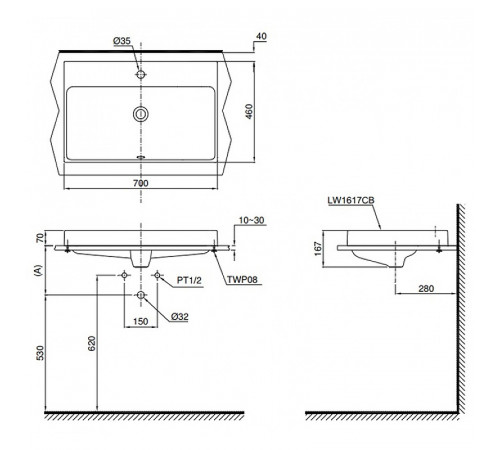 Раковина Toto MH 70 LW1617C Белая