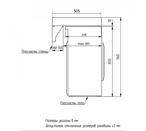 Раковина Azario Etna 60 CS00078303 на стиральную машину Белая