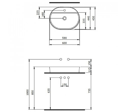 Раковина Berges Ego SL 60 182016 Белая глянцевая