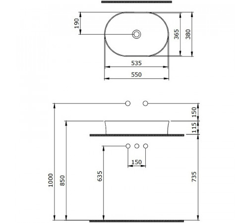 Раковина-чаша Berges Ego SL 55 181212 Антрацит матовый