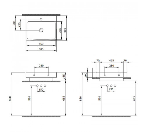 Раковина Berges Strati 60 182006 Белая глянцевая