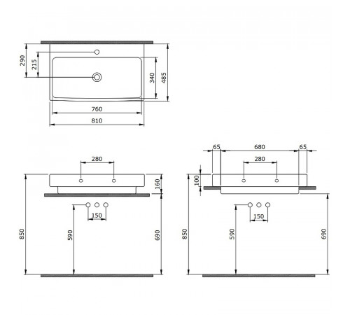 Раковина Berges Strati 80 182007 Белая глянцевая