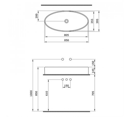 Раковина-чаша Bocchi Cortina Vessel 85 1014-004-0125 Черная матовая