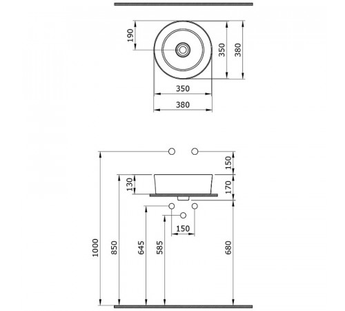 Раковина-чаша Bocchi Vessel 38 1174-001-0125 Белая глянцевая