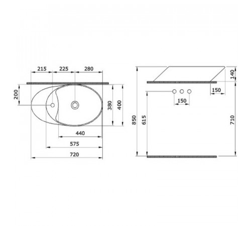 Раковина-чаша Bocchi Vessel 72 1021-005-0126 Черная глянцевая