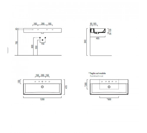 Раковина GSI Kube X 120 9424111 Белая