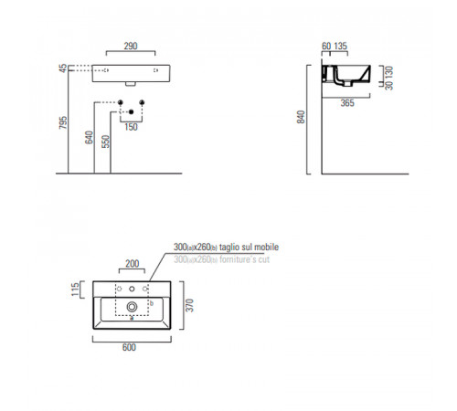 Раковина GSI Kube X 60 9454111 Белая