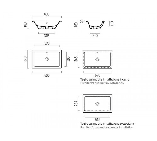 Раковина GSI Kube X 60 895311 Белая