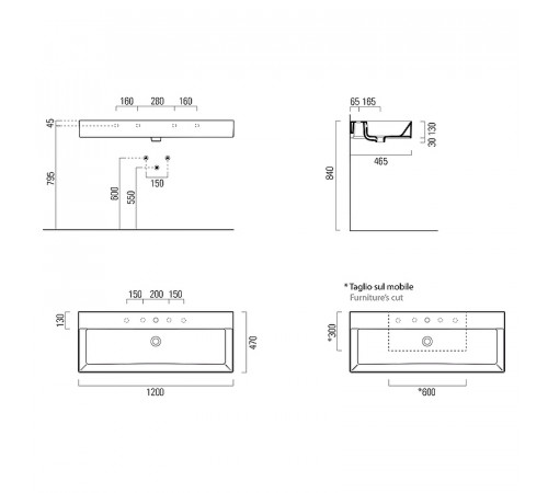 Раковина GSI Kube X 120 9424011 Белая