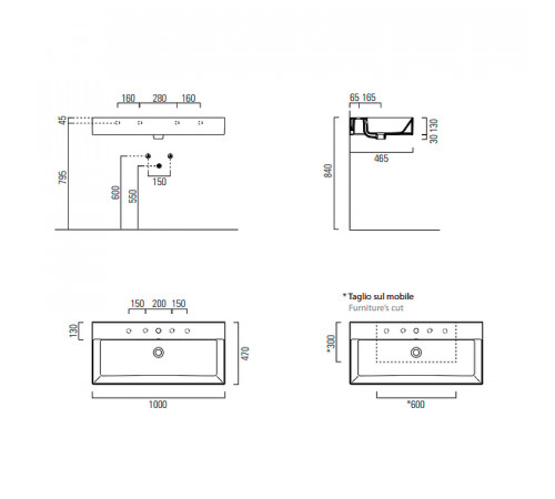 Раковина GSI Kube X 100 9423111 Белая