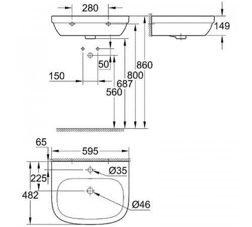 Раковина Grohe Euro Ceramic 60 39335000 Альпин-белый